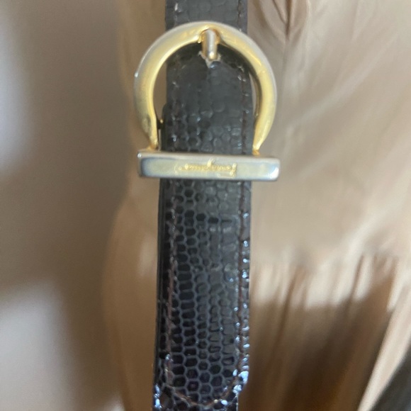 Vintage Ferragamo Snakeskin Embossed Black Leather Convertible Clutch - Picture 6 of 7